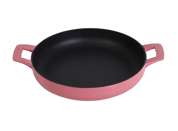 Magenta Enameled Cast Iron Frying Pan