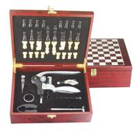 corscrew wine opener set with a chess