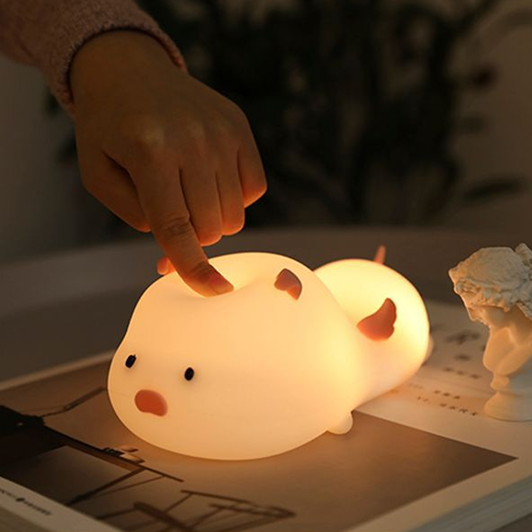 Adorable LED Silicone Pig Night Light