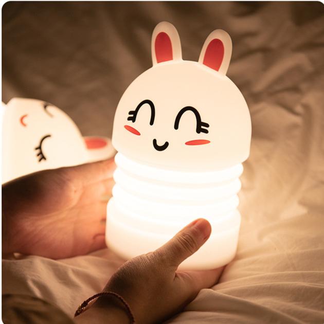 Lovely Colorful Silicone LED Jumping Bunny Night Lamp