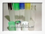1) Glass bottles with PE plugs of different colors