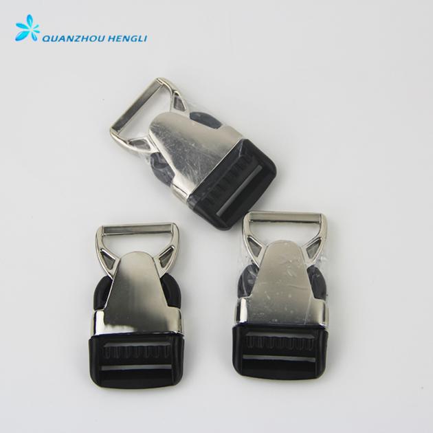 Quick side release metal plastic buckle for dog collars