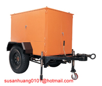 Mobile type vacuum Transformer oil purification enclosed in canopy and mounted on trailer