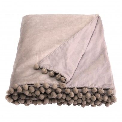 Velvet Throw With Pom Pom Finish