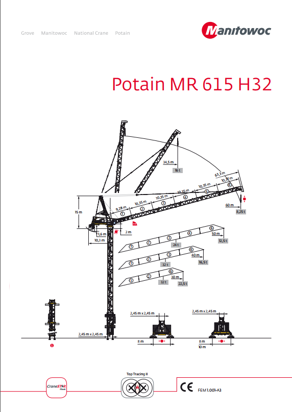 Potain Used Tower Crane MR615