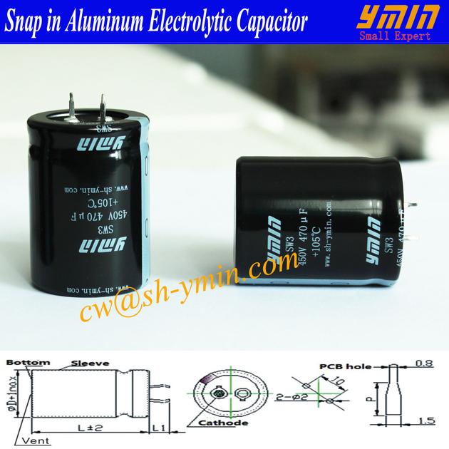 Low LC Capacitor Snap in Electrolytic Capacitor for Hybrid Vehicle Charging Post and Charging Piles