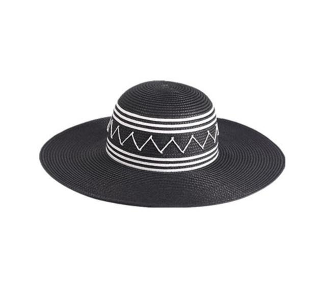 black paper braid floppy hat