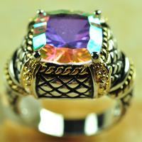 Mystic Topaz 925 Sterling silver gemstone ring