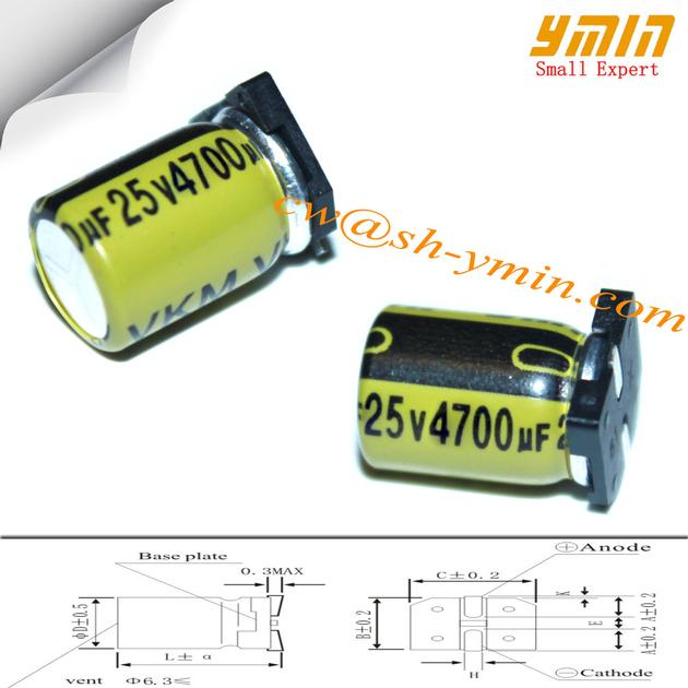 4700uF 25V 18x21mm SMD capacitor VKM Series 105C 7,000 ~ 10,000 Hours SMD  Capacitors