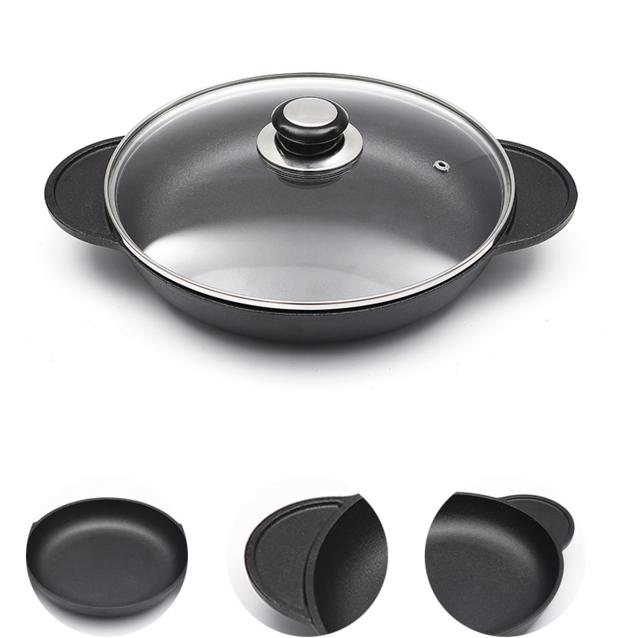 Round Ear Thickening Cast Iron Pan
