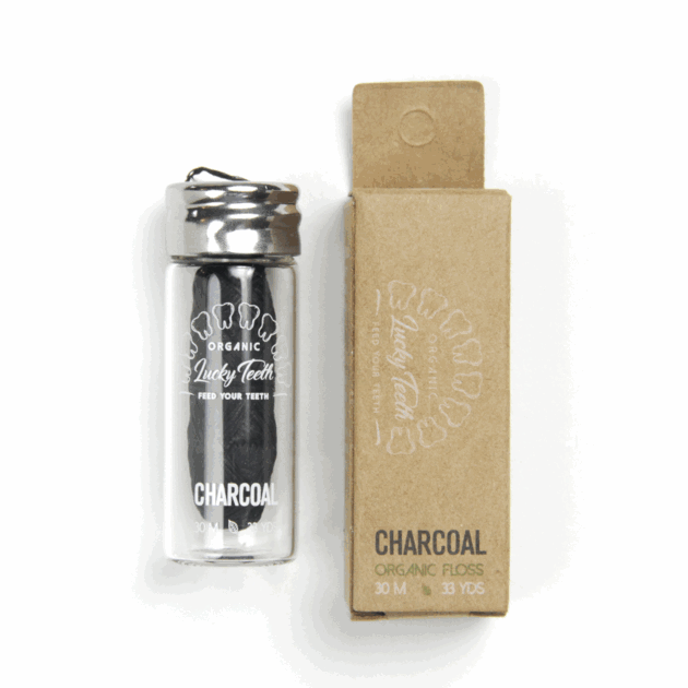 Biodegradable Bamboo Charcoal Dental Floss packed in Glass Bottle with Oral Care Zero Waste 