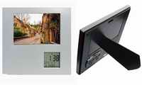 Rotating photo frame with calendar / thermometer