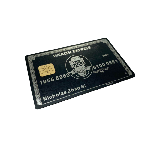 matt black metal busnies card