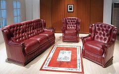 Royal style red color sofa sets (1+1+3)