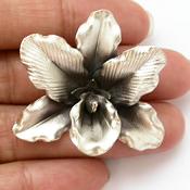 **37mm. Thai Karen Silver Orchid Flower Pendant