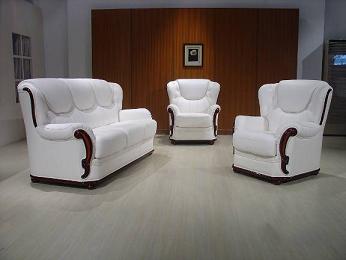 White color leather material sofa set for living room
