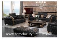 Leather sofa classical sofa sets black leather sofas wooden living room furniture TI-003