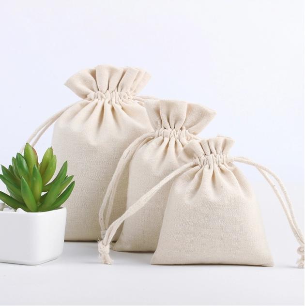 Unbleached Cotton Muslin Bag, Cotton Storage Drawstring Bags