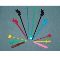 plastic fruit picks, ice picks, pizza supports, stirrer