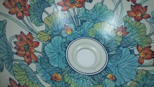 Water Lotus Hand Painted Porcelain Basin