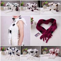 02Y Rabbit Fur Scarves Rabbit Fur Scarf Rabbit Fur Shawl With Flowers Fur 7 Colors 7 Piece/Lot