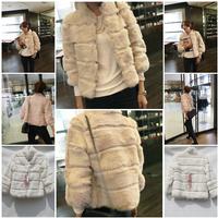 Women's Rabbit Fabric Fur Coats Rabbit Fur Coats Rabbit Fur Jackets With 2 Colors 4Z
