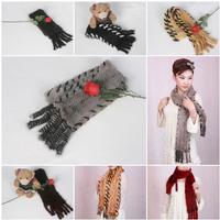 06Y Mink Fur Scarves Mink Fur Scarf Mink Fur WrapsFur Shawl Mink Knitted Scarf 5 Colors