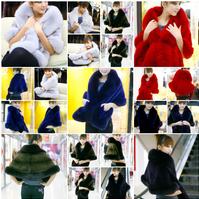 18Y Rex Rabbit Fur Poncho Fur Cape Rex Fur Scarves Fur Wraps Fur Shawl With Fox Fur Collar 8 Colors