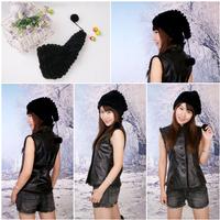 20Y Women's Fur Hat Rex Rabbit Fur Hat Fur Cap Fur Headgear Fur Chapeau Black Christmas hats