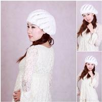 22Y Women Rabbit Fur Berets Fur Hat Rabbit Fur Hat Fur Cap Rabbit Fur Headgear Fur Chapeau White