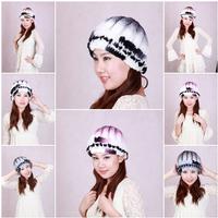 25Y Women's Fur Hat Rex Rabbit Fur Hat Fur Cap Rex Rabbit Fur Headgear Fur Chapeau Gradien 4 Colors