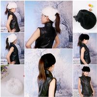 26Y Women'S Fur Hat Rabbit Fur Hat Rabbit Fur Cap Fur Headgear Fur Chapeau 2 Colors