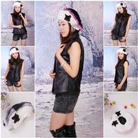28Y Women's Fur Hat Rex Rabbit Fur Hat Fur Cap Rex Rabbit Fur Headgear Fur Chapeau Gradien 2 Colors