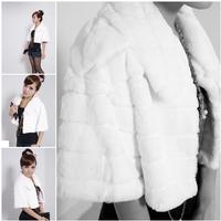 Women's Rabbit Fur Vests Rabbit Fur Poncho Rabbit Fur Coats Rabbit Fur Jackets Z49 White