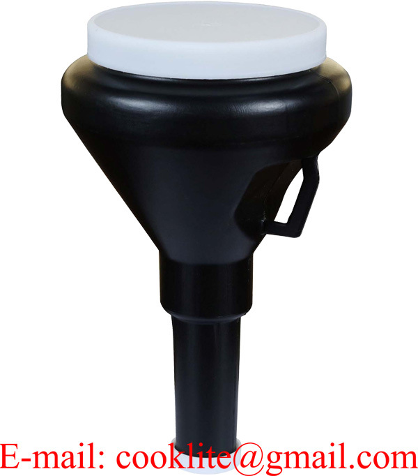 1 1/3 Quart Black Double Capped Plastic Transmission Funnel