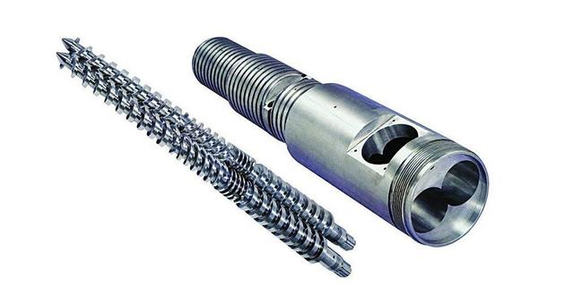 Conical twin screw and barrel