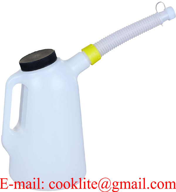 Oljepaafyller i kraftig polyetenplast - Oljemaal - Vaeskemaal - Maalebeger 2L plast med lokk og tut