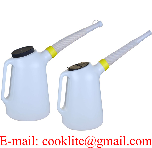 1 Liter Plastic Measuring Jug Motor Oil Filling Can With Detachable Flexible Spout 