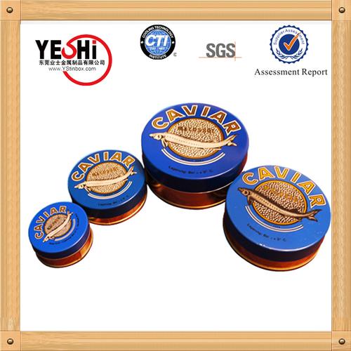 New promotion mini round caviar metal tin box factory