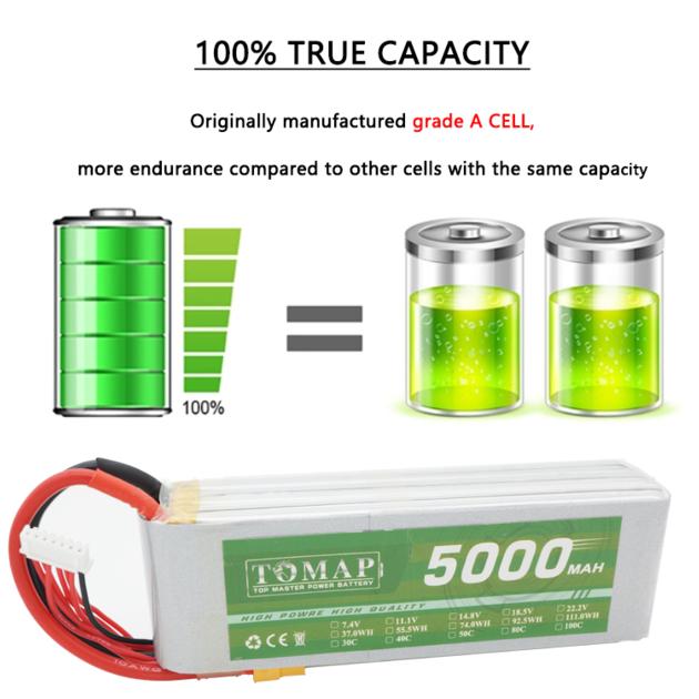 6s 22.2v 80c 5000mah lipo rc battery for model aircraft