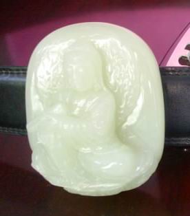 Jade Kwan Yin Leather Belt Ornament