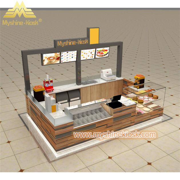 Custom Modern Shopping Mall Retail Wooden Food Kiosk Supplier