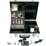 FREE SHIPPING+HOT! !TATTOO KIT 2 GUNS MACHINE 4 TUBES WITH 4 GRIPS+10 ASSORTED TATTOO NEEDLES