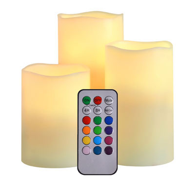 Color Changing Flameless Led Candles Set Of 3 Real Wax With 18 Keys Remote For Christmas Birthday ho