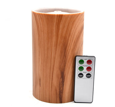 Plastic Imitation Wooden Flameless Candle Fountain With Lithium Battery