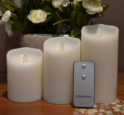Led Remote Control Moving Flame LED Pillar Candle