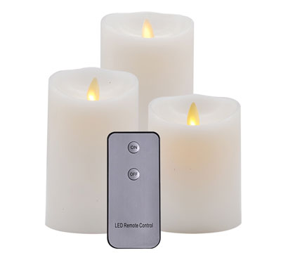 Battery Moving Flame LED Pillar Candles with Timer