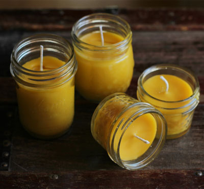 Beeswax Candles In Glass Jars