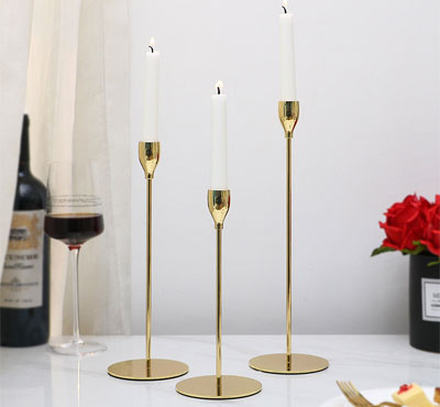 Slim Taper Candle Holder In Gold