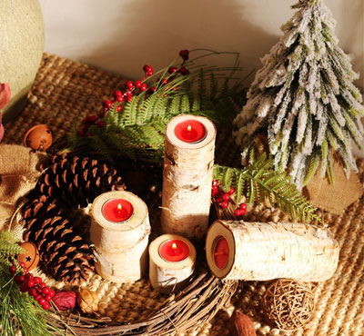 Birch Wooden Tealight Candle Holders